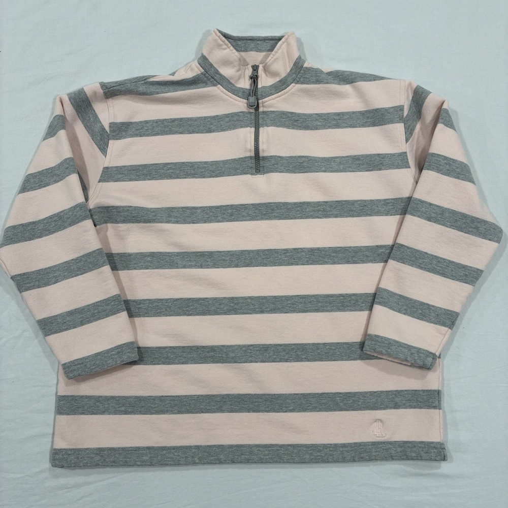 Lauren Ralph Lauren Women's 1/4 Zip Pullover Size Large Striped Cotton Casual